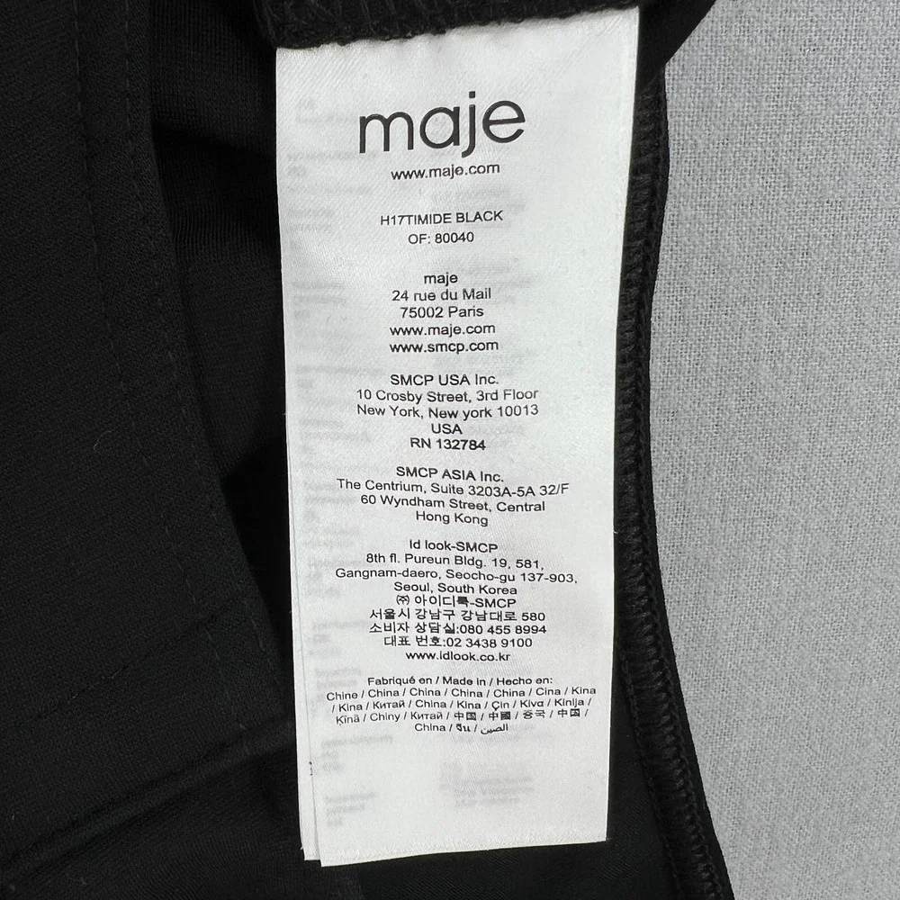 MAJE Off the Shoulder Bodysuit Womens 1 Small Black Double V-neck Short Sleeve - Picture 8 of 15